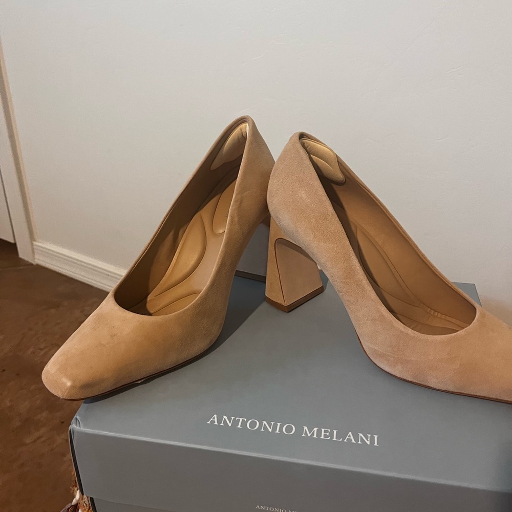 Antonio Melani Ellery Suede Flared Heel Pumps